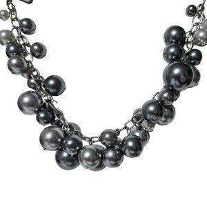 Elegant Silver Beaded Cluster Necklace Retro 60s Classic Fashion Jewelry Women